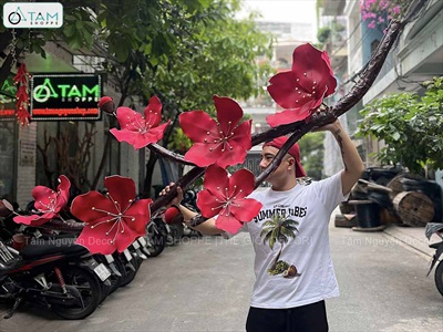 Cành mai đào Bonsai khổng lồ nhiều màu [Thủ công - Nhẹ] D180cm CANHHOA-10